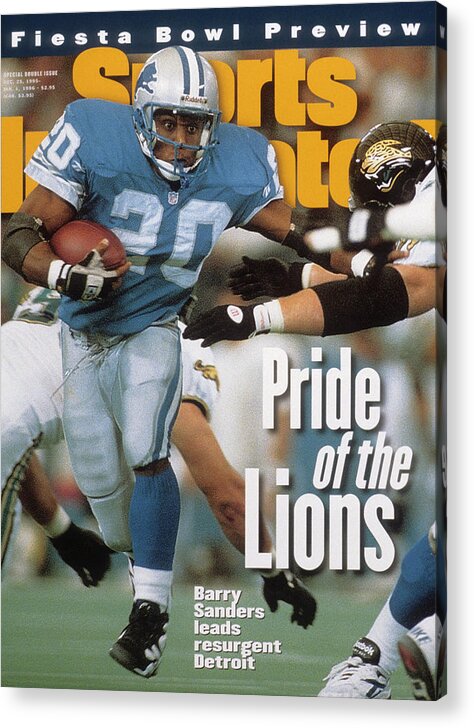 Magazine Cover Acrylic Print featuring the photograph Detroit Lions Barry Sanders... Sports Illustrated Cover by Sports Illustrated