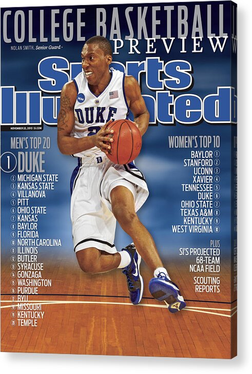 Playoffs Acrylic Print featuring the photograph Duke University Nolan Smith, 2010 College Basketball Sports Illustrated Cover by Sports Illustrated