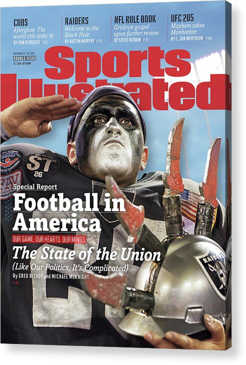 Magazine Cover Acrylic Print featuring the photograph Football In America The State Of The Union Sports Illustrated Cover by Sports Illustrated