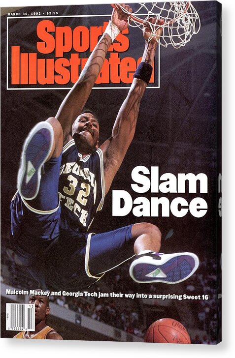 Playoffs Acrylic Print featuring the photograph Georgia Tech Malcolm Mackey, 1992 Ncaa Midwest Regional Sports Illustrated Cover by Sports Illustrated