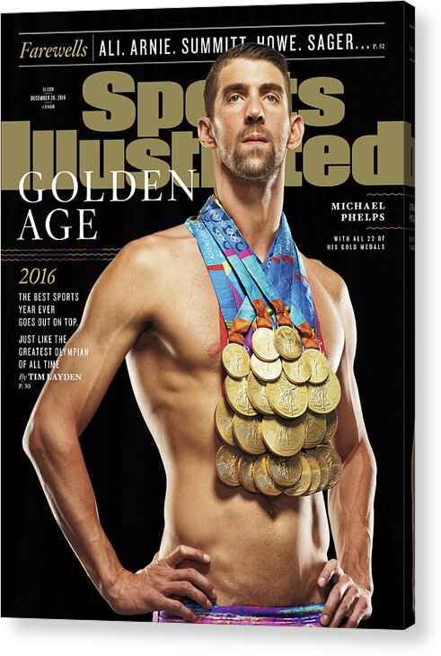 #faatoppicks Acrylic Print featuring the photograph Golden Age Michael Phelps Sports Illustrated Cover by Sports Illustrated