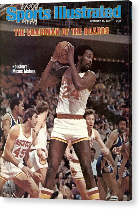 Magazine Cover Acrylic Print featuring the photograph Houston Rockets Moses Malone... Sports Illustrated Cover by Sports Illustrated