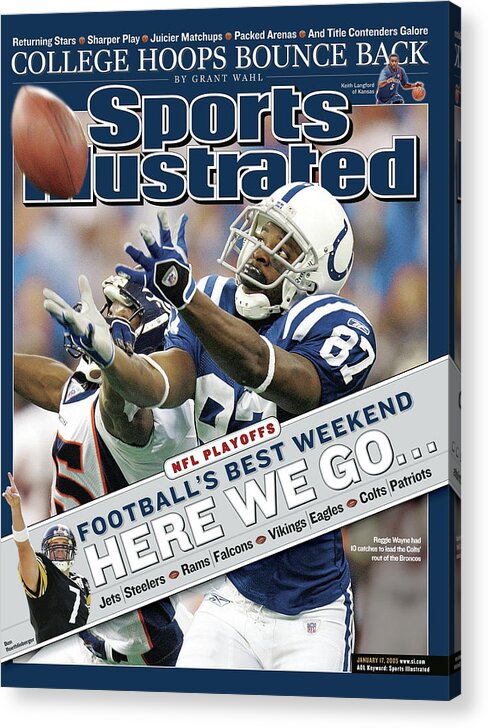 Magazine Cover Acrylic Print featuring the photograph Indianapolis Colts Reggie Wayne, 2005 Afc Wild Card Playoffs Sports Illustrated Cover by Sports Illustrated