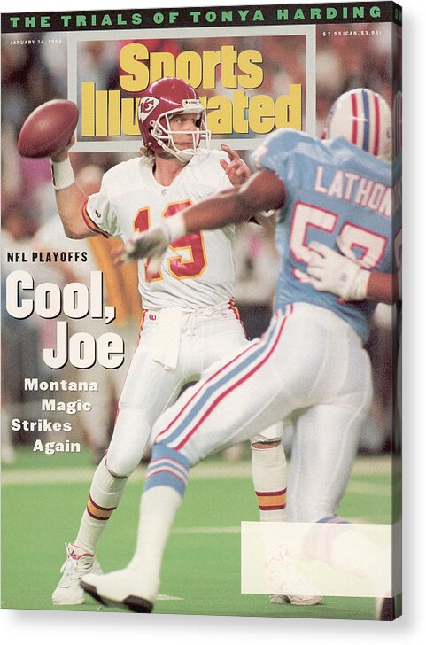 Playoffs Acrylic Print featuring the photograph Kansas City Chiefs Qb Joe Montana, 1994 Afc Championship Sports Illustrated Cover by Sports Illustrated