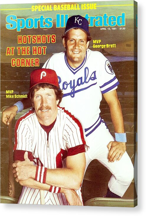 Magazine Cover Acrylic Print featuring the photograph Kansas City Royals George Brett And Philadelphia Phillies Sports Illustrated Cover by Sports Illustrated
