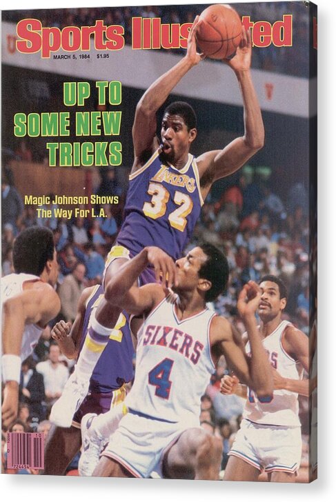 1980-1989 Acrylic Print featuring the photograph Los Angeles Lakers Magic Johnson... Sports Illustrated Cover by Sports Illustrated