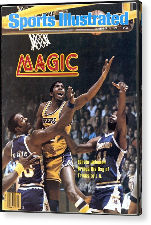 Magazine Cover Acrylic Print featuring the photograph Los Angeles Lakers Magic Johnson... Sports Illustrated Cover by Sports Illustrated