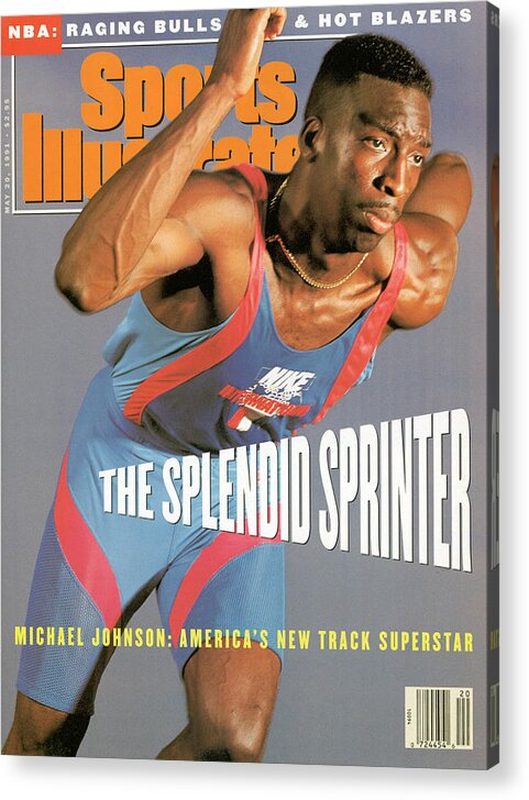 Magazine Cover Acrylic Print featuring the photograph Michael Johnson, Track & Field Sports Illustrated Cover by Sports Illustrated