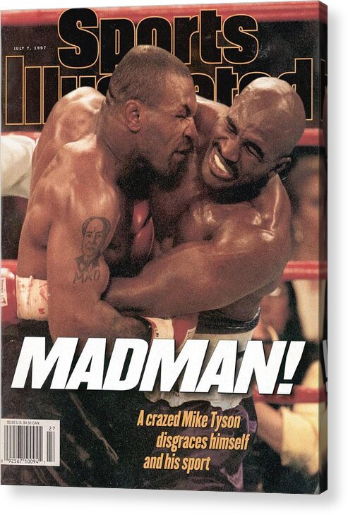 Magazine Cover Acrylic Print featuring the photograph Mike Tyson Vs Evander Holyfield, 1997 Wba Heavyweight Title Sports Illustrated Cover by Sports Illustrated
