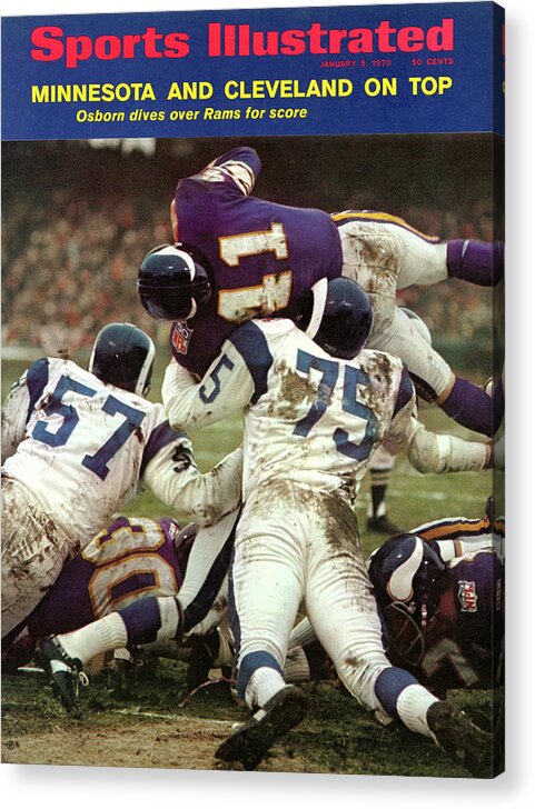 Playoffs Acrylic Print featuring the photograph Minnesota Vikings Dave Osborn, 1969 Nfl Conference Sports Illustrated Cover by Sports Illustrated