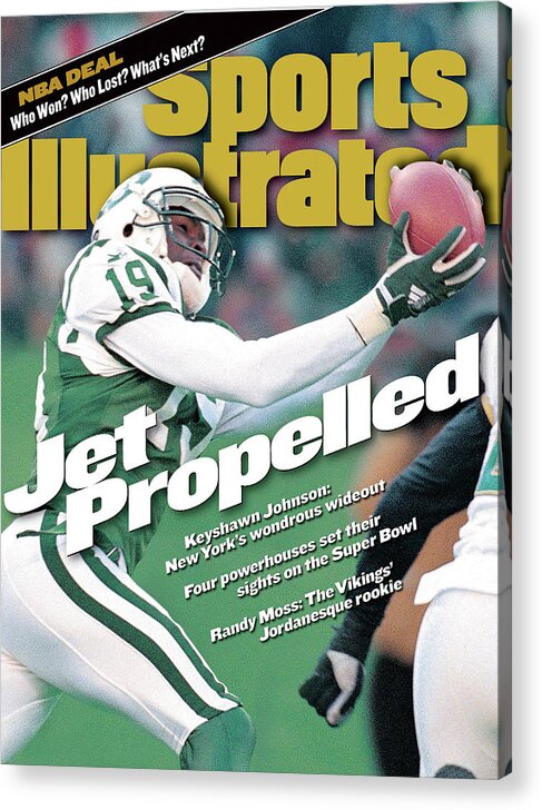 Magazine Cover Acrylic Print featuring the photograph New York Jets Keyshawn Johnson, 1999 Afc Divisional Playoffs Sports Illustrated Cover by Sports Illustrated