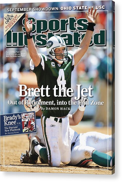 Magazine Cover Acrylic Print featuring the photograph New York Jets Qb Brett Favre... Sports Illustrated Cover by Sports Illustrated