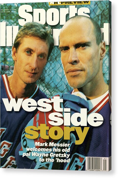 Magazine Cover Acrylic Print featuring the photograph New York Rangers Mark Messier And Wayne Gretzky Sports Illustrated Cover by Sports Illustrated