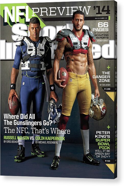 Magazine Cover Acrylic Print featuring the photograph Nfc Gunslingers 2014 Nfl Football Preview Issue Sports Illustrated Cover by Sports Illustrated