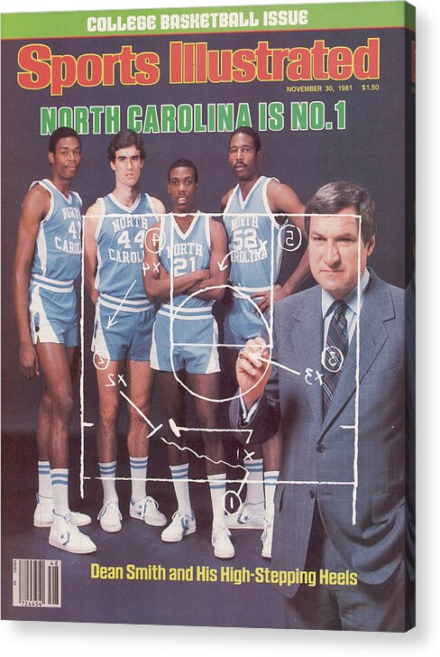 1980-1989 Acrylic Print featuring the photograph North Carolina Coach Dean Smith And Team Sports Illustrated Cover by Sports Illustrated
