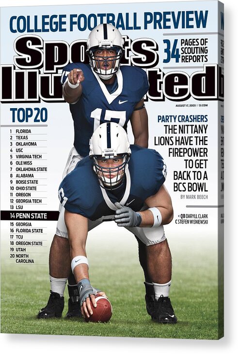 People Acrylic Print featuring the photograph Penn State University Qb Daryll Clark And Stefen Sports Illustrated Cover by Sports Illustrated