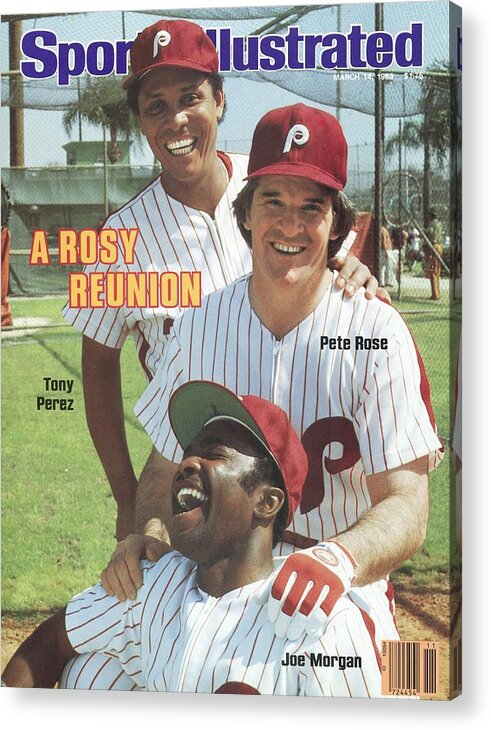 Magazine Cover Acrylic Print featuring the photograph Philadelphia Phillies Tony Perez, Pete Rose, And Joe Morgan Sports Illustrated Cover by Sports Illustrated