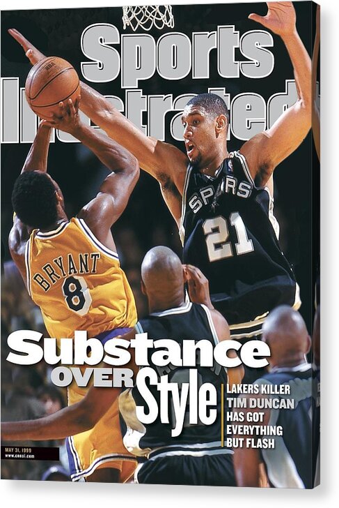 Playoffs Acrylic Print featuring the photograph San Antonio Spurs Tim Duncan, 1999 Nba Western Conference Sports Illustrated Cover by Sports Illustrated
