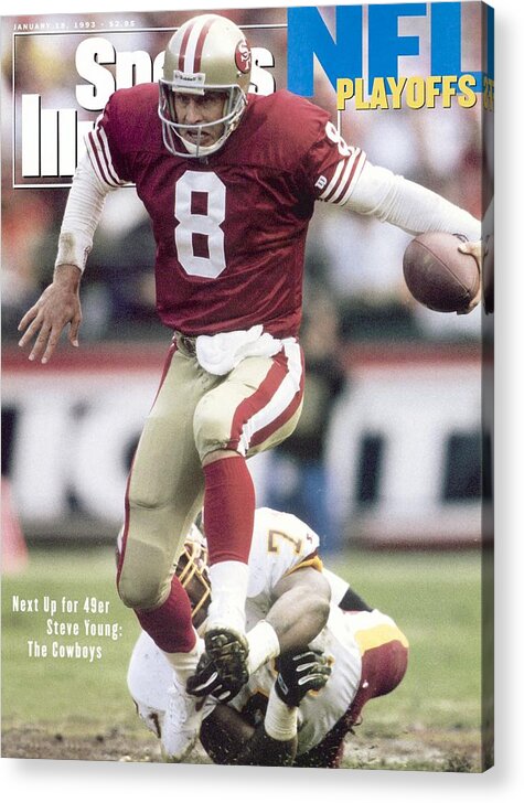 Magazine Cover Acrylic Print featuring the photograph San Francisco 49ers Qb Steve Young, 1993 Nfc Divisional Sports Illustrated Cover by Sports Illustrated