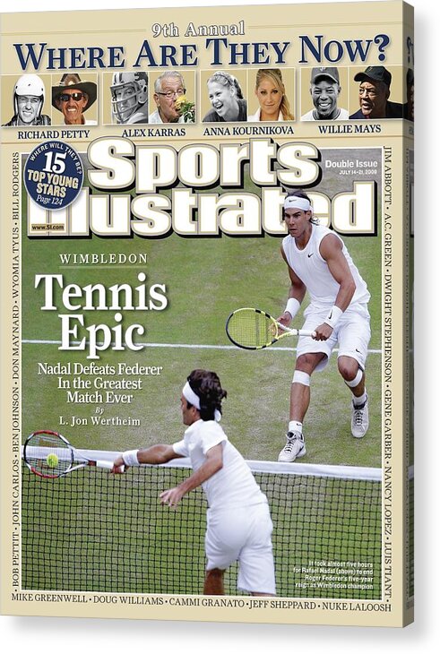 Magazine Cover Acrylic Print featuring the photograph Spain Rafael Nadal And Switzerland Roger Federer, 2008 Sports Illustrated Cover by Sports Illustrated