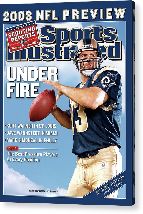 Magazine Cover Acrylic Print featuring the photograph St. Louis Rams Qb Kurt Warner, 2003 Nfl Football Preview Sports Illustrated Cover by Sports Illustrated