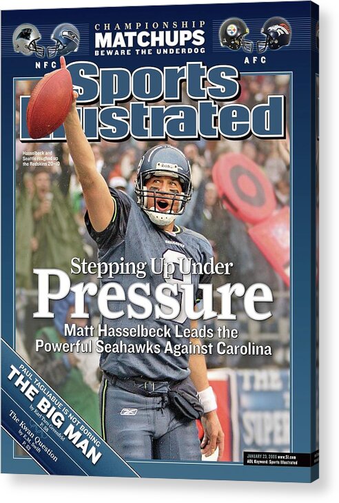 Magazine Cover Acrylic Print featuring the photograph Stepping Up Under Pressure Matt Hasselbeck Leads The Sports Illustrated Cover by Sports Illustrated