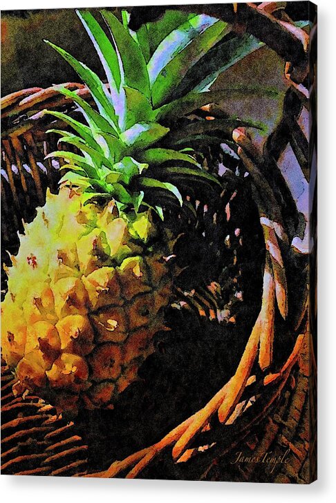 Hawaiian Pineapple Acrylic Print featuring the digital art Tasting Hawaii by James Temple