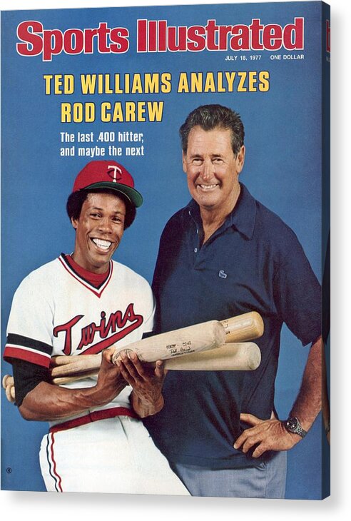 Magazine Cover Acrylic Print featuring the photograph Ted Williams And Minnesota Twins Rod Carew Sports Illustrated Cover by Sports Illustrated