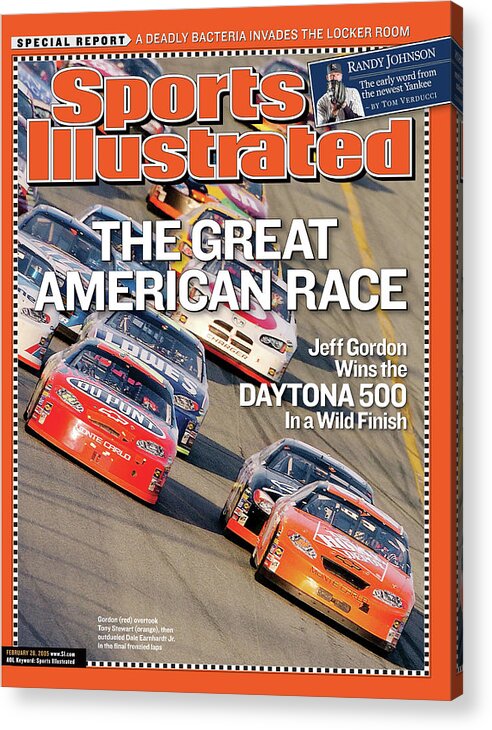 Magazine Cover Acrylic Print featuring the photograph The Great American Race Jeff Gordon Wins The Daytona 500 In Sports Illustrated Cover by Sports Illustrated