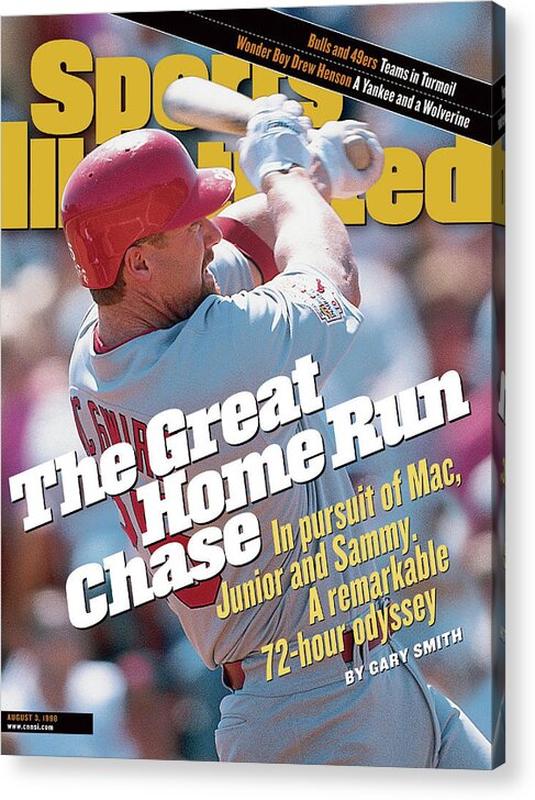 Magazine Cover Acrylic Print featuring the photograph The Great Home Run Chase In Pursuit Of Mac, Junior And Sammy Sports Illustrated Cover by Sports Illustrated