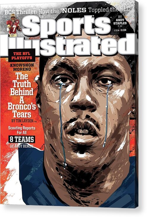 Magazine Cover Acrylic Print featuring the photograph The Nfl Playoffs Knowshon Moreno, The Truth Behind A Sports Illustrated Cover by Sports Illustrated