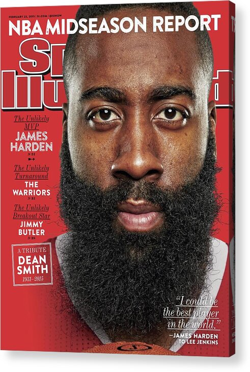 Magazine Cover Acrylic Print featuring the photograph The Unlikely Mvp James Harden Sports Illustrated Cover by Sports Illustrated