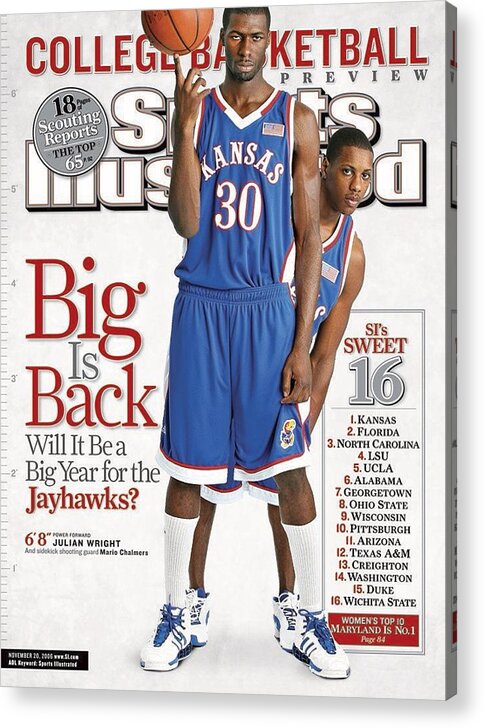Magazine Cover Acrylic Print featuring the photograph University Of Kansas Julian Wright And Mario Chalmers Sports Illustrated Cover by Sports Illustrated