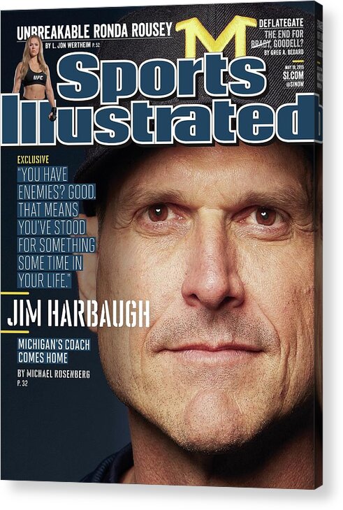 Magazine Cover Acrylic Print featuring the photograph University Of Michigan Coach Jim Harbaugh Sports Illustrated Cover by Sports Illustrated