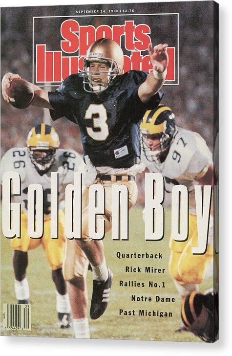 Scoring Acrylic Print featuring the photograph University Of Notre Dame Qb Rick Mirer Sports Illustrated Cover by Sports Illustrated