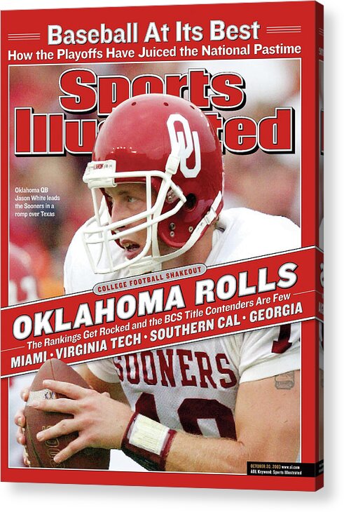 Magazine Cover Acrylic Print featuring the photograph University Of Oklahoma Qb Jason White Sports Illustrated Cover by Sports Illustrated