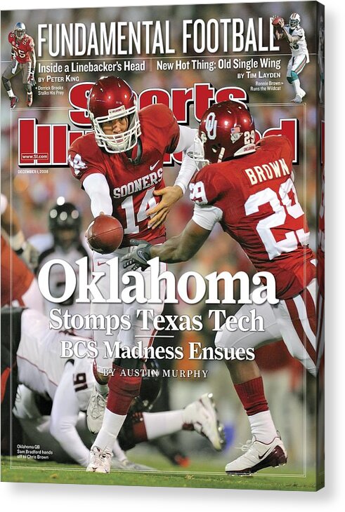 Magazine Cover Acrylic Print featuring the photograph University Of Oklahoma Qb Sam Bradford Sports Illustrated Cover by Sports Illustrated
