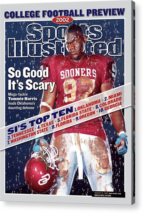 Magazine Cover Acrylic Print featuring the photograph University Of Oklahoma Tommie Harris, 2002 College Football Sports Illustrated Cover by Sports Illustrated