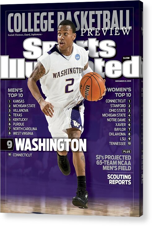 Playoffs Acrylic Print featuring the photograph University Of Washington Isaiah Thomas, 2009 Ncaa West Sports Illustrated Cover by Sports Illustrated