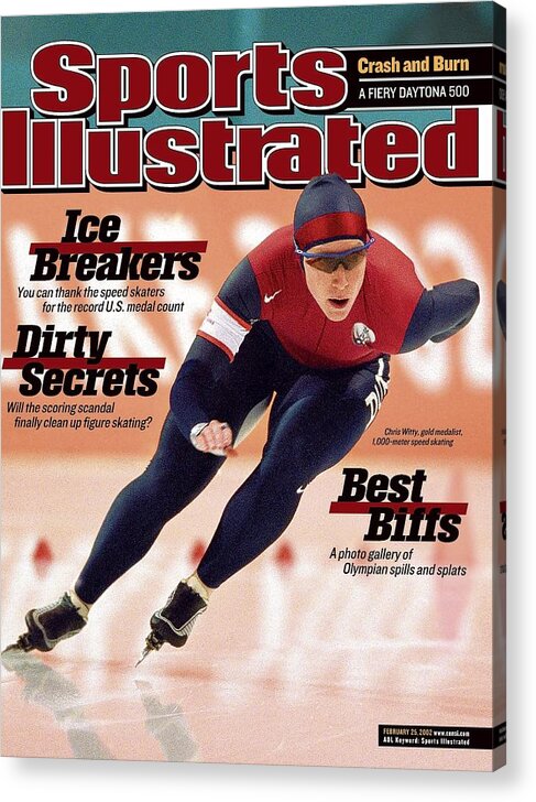 Magazine Cover Acrylic Print featuring the photograph Usa Chris Witty, 2002 Winter Olympics Sports Illustrated Cover by Sports Illustrated