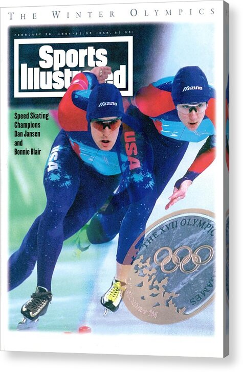 Magazine Cover Acrylic Print featuring the photograph Usa Dan Jansen And Bonnie Blair, 1994 Winter Olympics Sports Illustrated Cover by Sports Illustrated