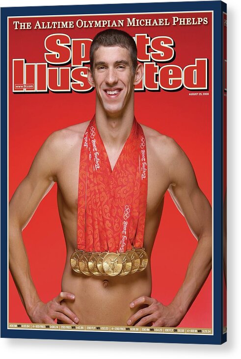 Magazine Cover Acrylic Print featuring the photograph Usa Michael Phelps, 2008 Summer Olympics Sports Illustrated Cover by Sports Illustrated