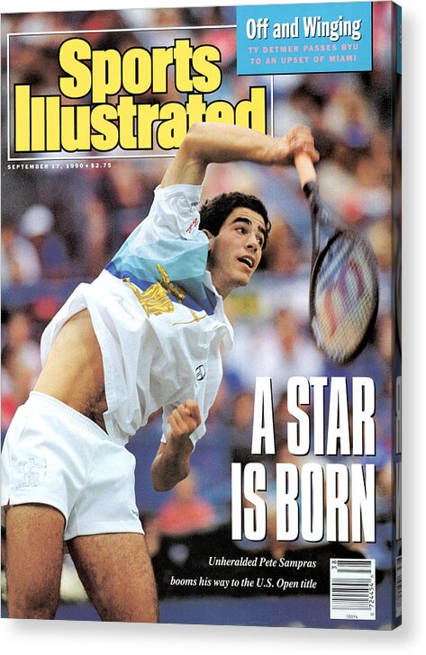 Magazine Cover Acrylic Print featuring the photograph Usa Pete Sampras, 1990 Us Open Sports Illustrated Cover by Sports Illustrated