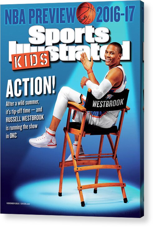 Portrait Acrylic Print featuring the photograph 2016-17 Sports Illustrated for Kids NBA Preview Issue Cover by Sports Illustrated