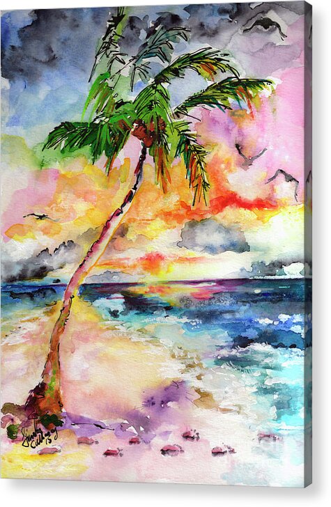 Palms Acrylic Print featuring the painting Palm Beach Hide Away by Ginette Callaway