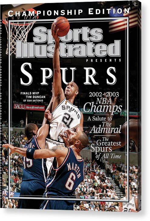 Kenyon Martin Acrylic Print featuring the photograph San Antonio Spurs Tim Duncan, 2003 Nba Finals Sports Illustrated Cover by Sports Illustrated