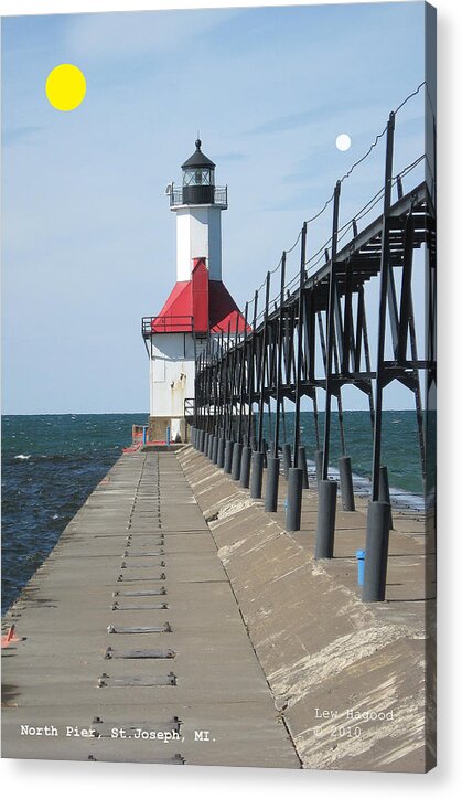 Digital Acrylic Print featuring the photograph North Pier St Joseph Michigan by Lew Hagood