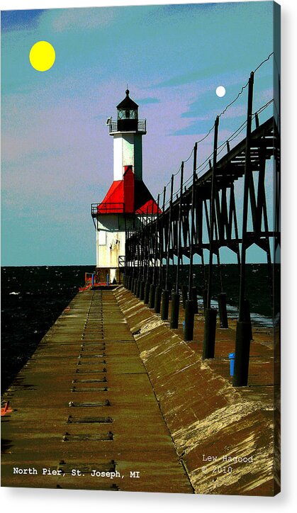 Digital Acrylic Print featuring the photograph North Pier St Joseph Michigan #7 by Lew Hagood