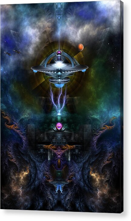 Space Station Acrylic Print featuring the digital art Space Station Ansarious by Rolando Burbon