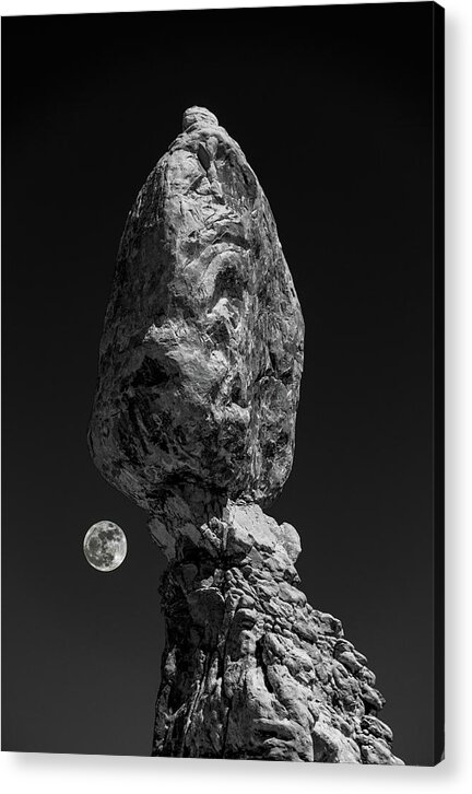 Balanced Rock Acrylic Print featuring the photograph Balanced Moon - Rock of Ages Series #6 2011 2/10 by Robert Khoi